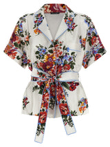 Dolce & Gabbana Mazzo di Fiori White Silk Blouse
