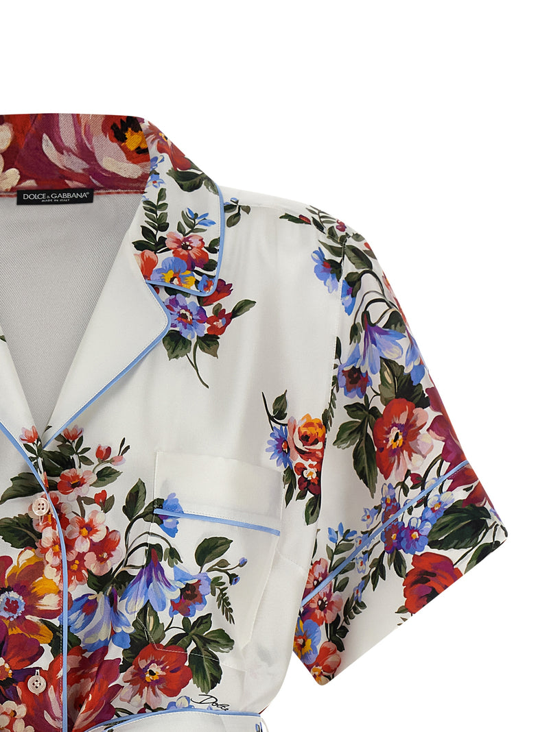 Dolce & Gabbana White Silk Blouse - Mazzo di Fiori Print