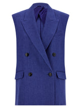 Max Mara Blue Linen Sleeveless Jacket
