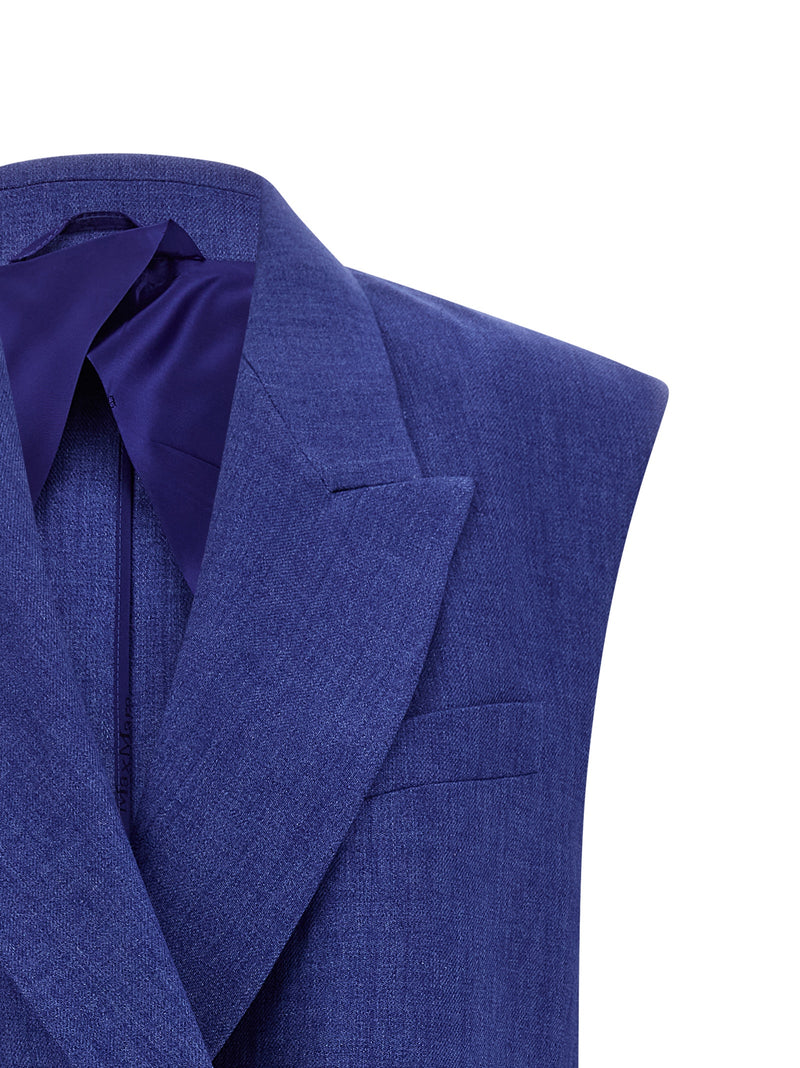 Max Mara Blue Linen Sleeveless Jacket