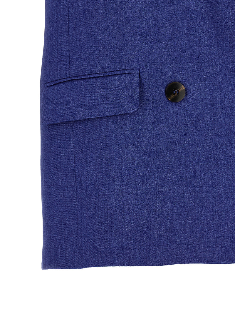 Max Mara Blue Linen Sleeveless Jacket
