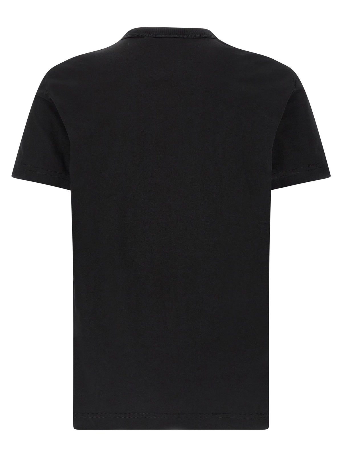 Dolce & Gabbana Black Cotton T-Shirt with Leather Patch