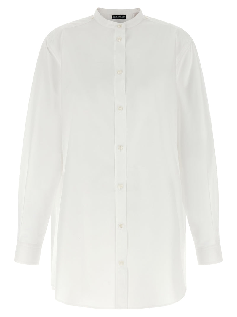 Dolce & Gabbana White Cotton Blouse with Silk Scarf