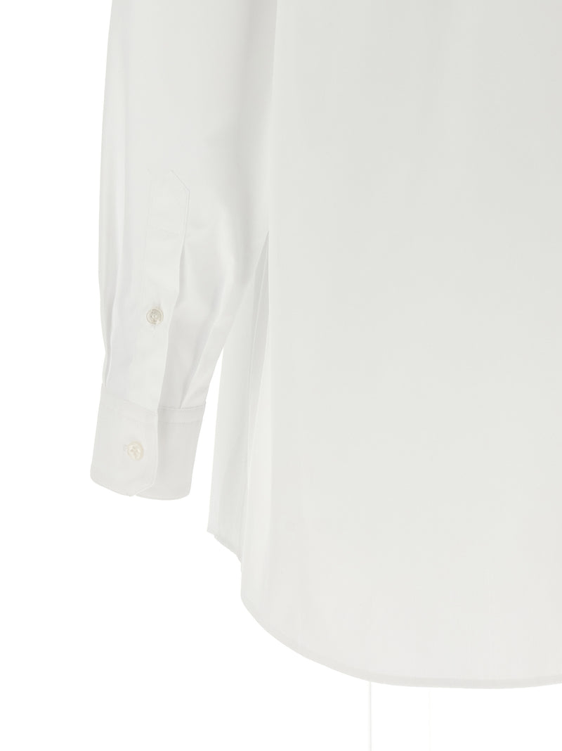 Dolce & Gabbana White Cotton Blouse with Silk Scarf