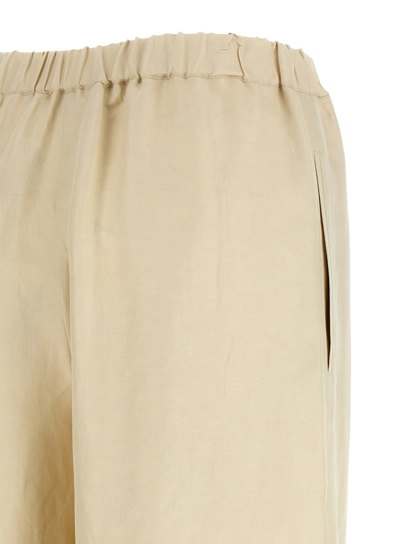 Pantalon décontracté en lin beige Max Mara