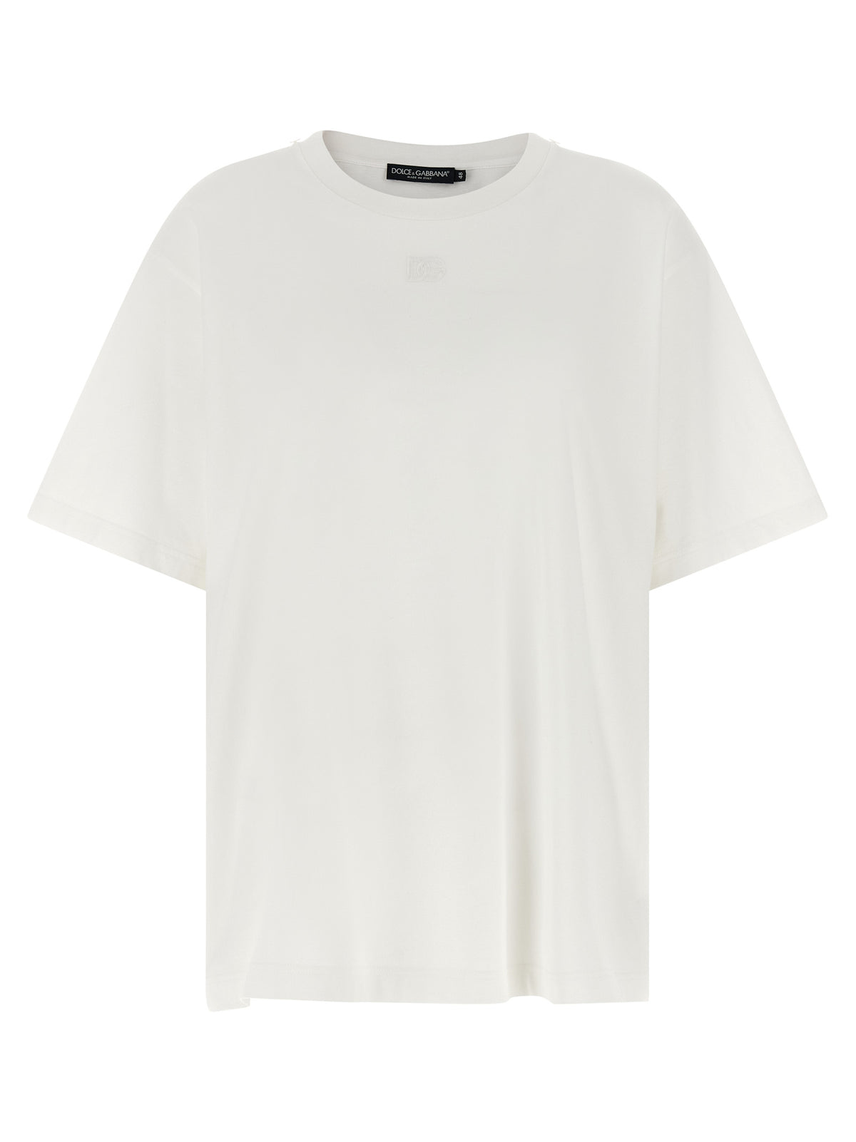 Dolce & Gabbana White Cotton T-Shirt with Silk Scarf