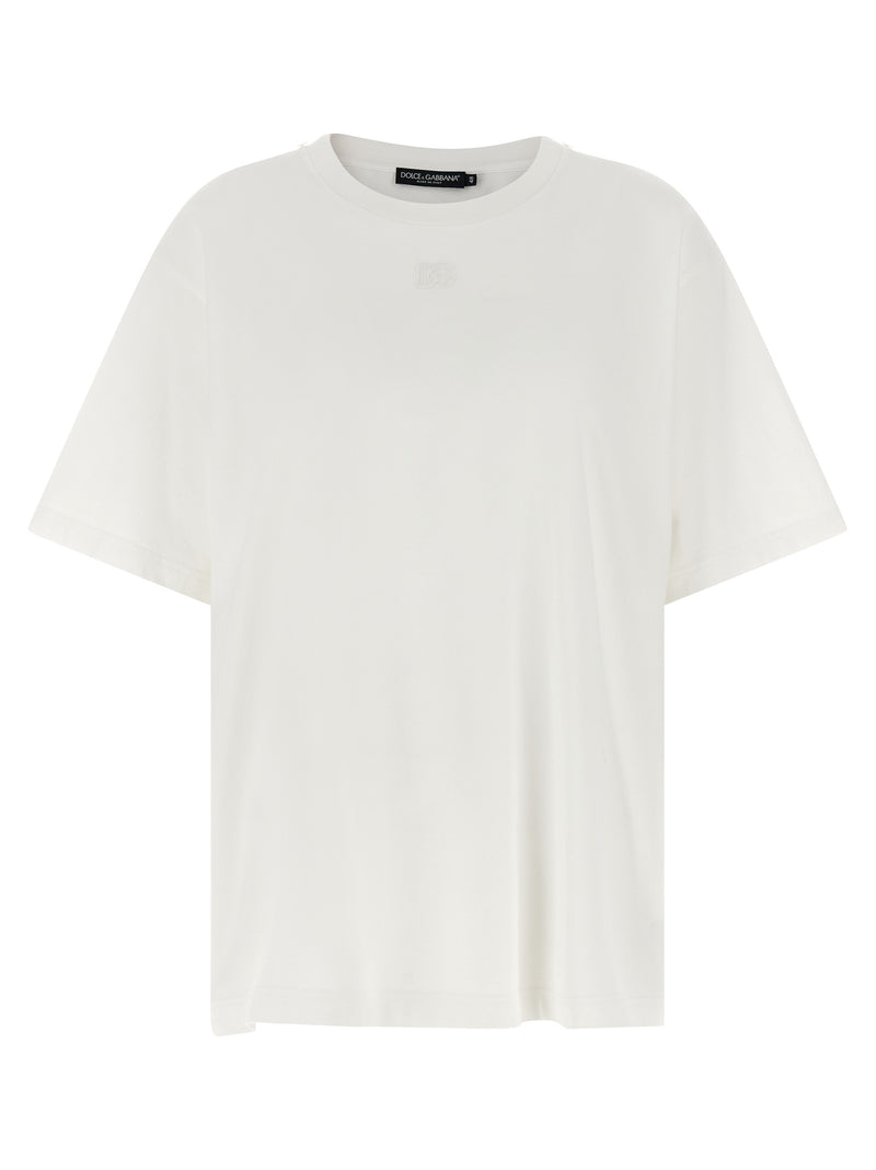 Dolce & Gabbana White Cotton T-Shirt with Silk Scarf