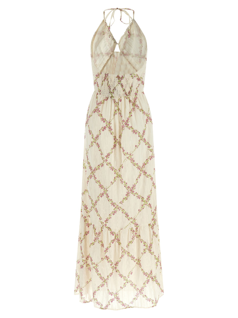 Twinset White Cotton Long Dress with Floral Print