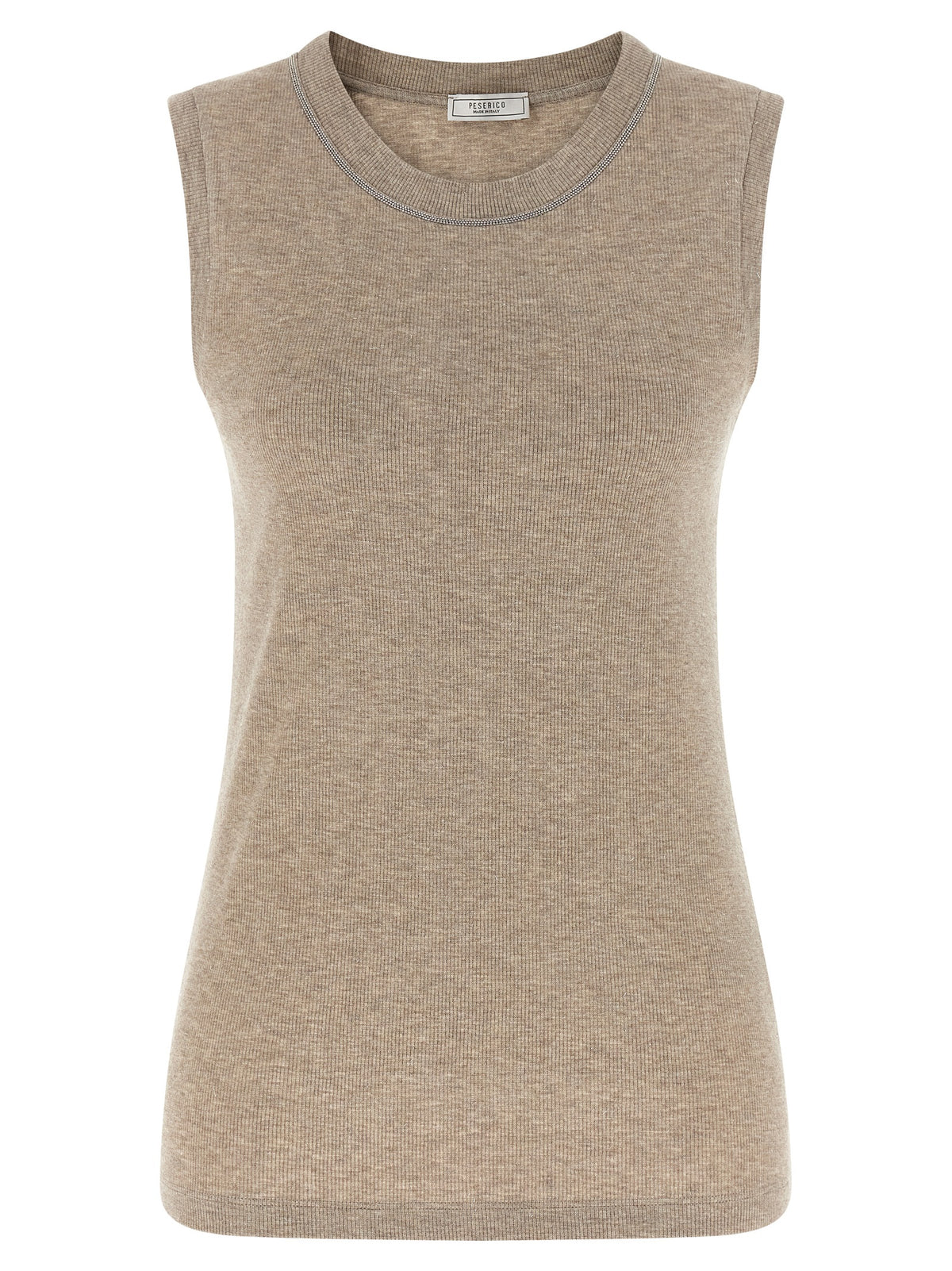 Peserico Beige Viscose Sleeveles T-Shirt