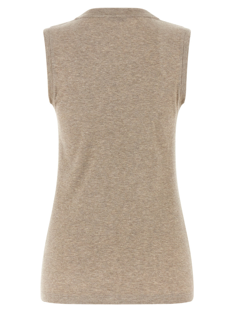 Peserico Beige Viscose Sleeveles T-Shirt