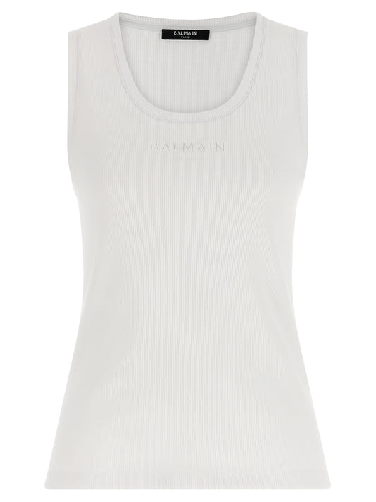 Balmain White Cotton Tank Tops