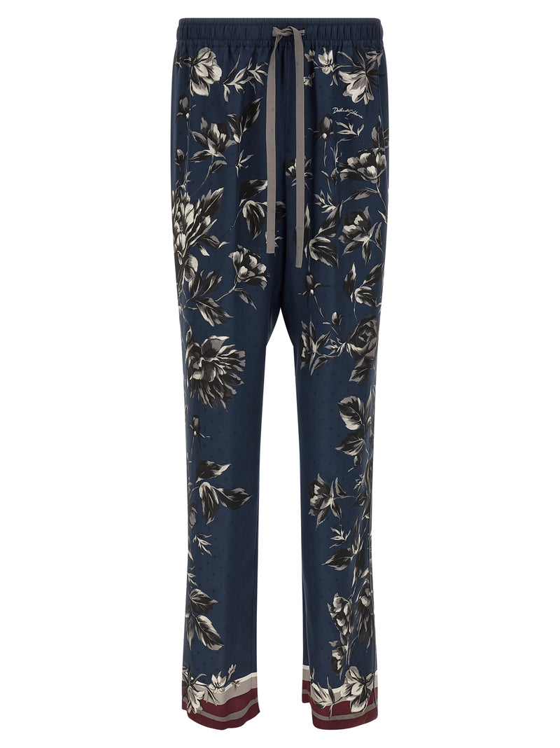Dolce & Gabbana Vanity Blue Silk Casual Pants for Men