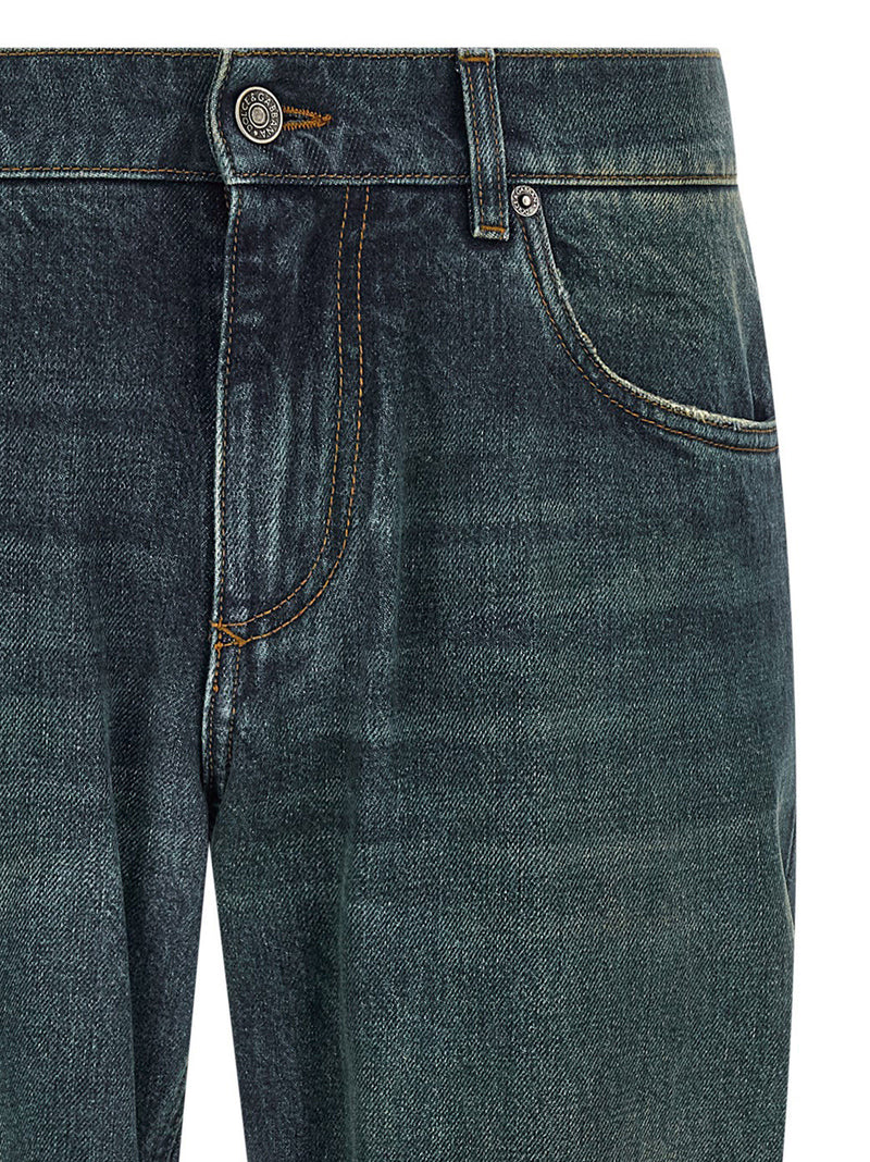 Dolce & Gabbana Blue Cotton Straight-Leg Jeans for Men