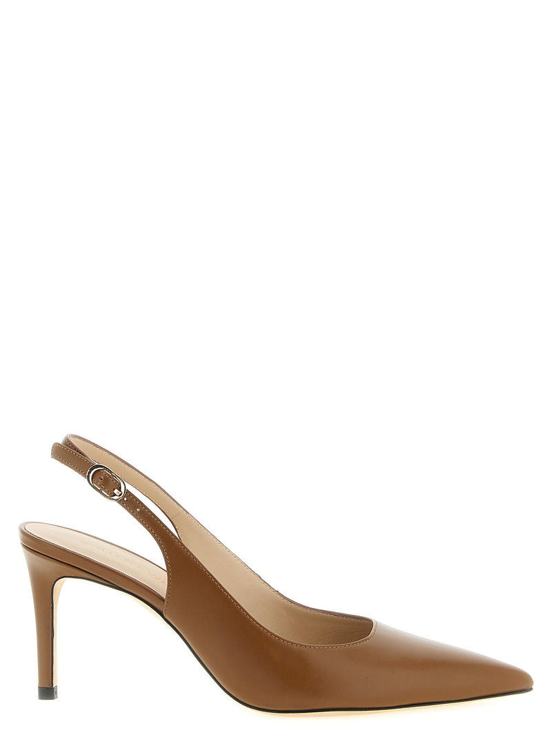 Escarpins Stuart Weitzman en cuir de veau marron à talon mi-haut