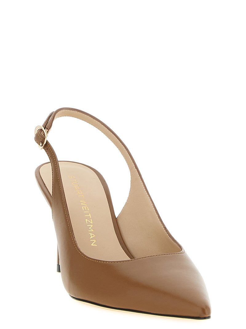 Escarpins Stuart Weitzman en cuir de veau marron à talon mi-haut