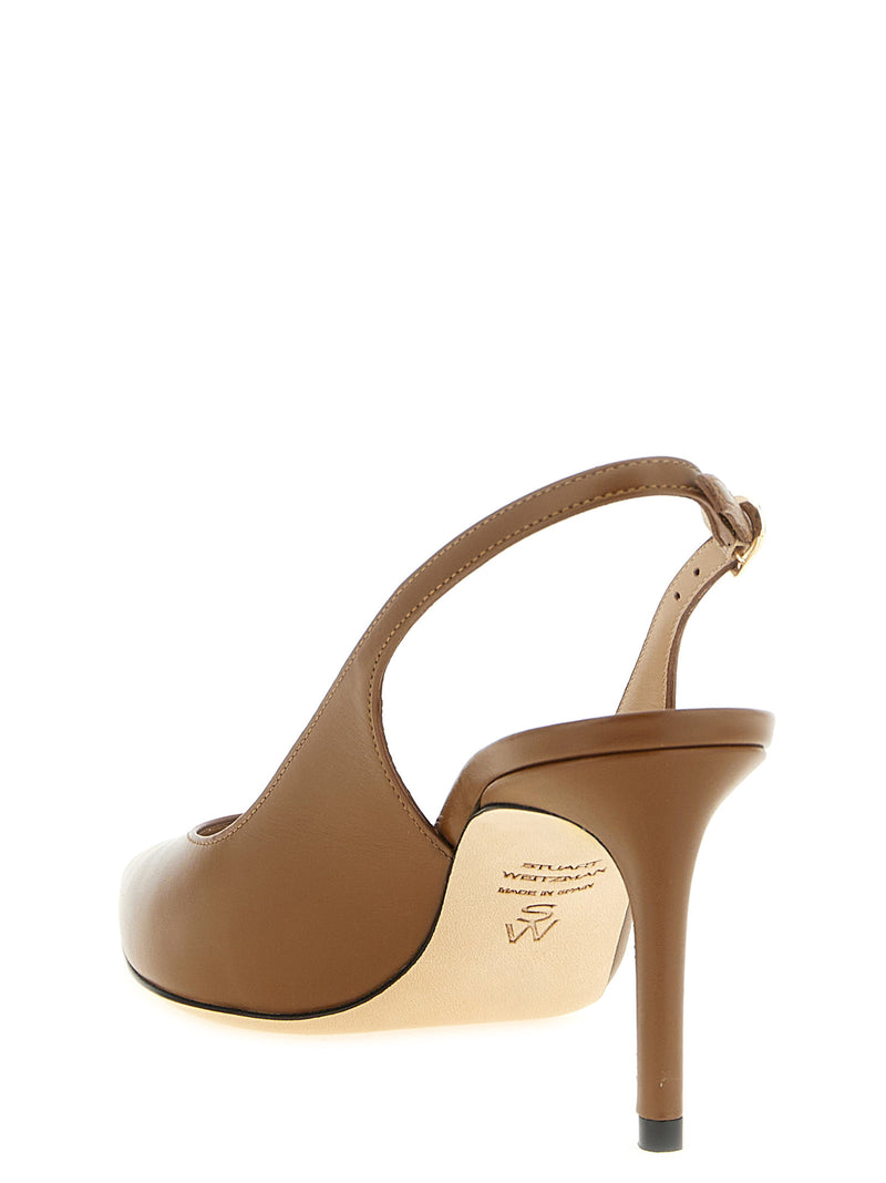 Escarpins Stuart Weitzman en cuir de veau marron à talon mi-haut