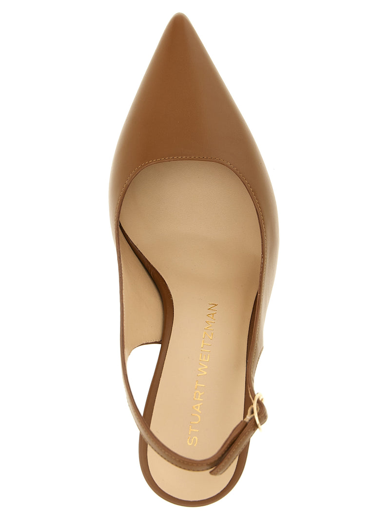 Escarpins Stuart Weitzman en cuir de veau marron à talon mi-haut