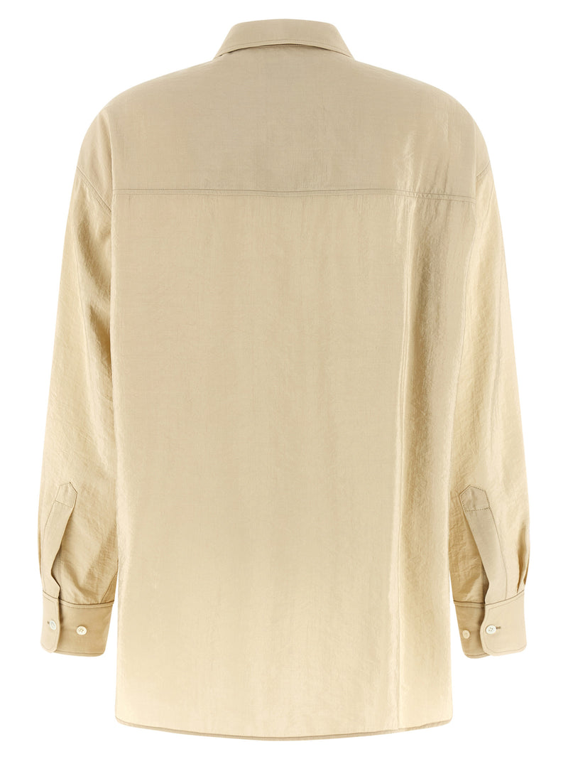 Lemaire Beige Silk Blouse with Tie Detail