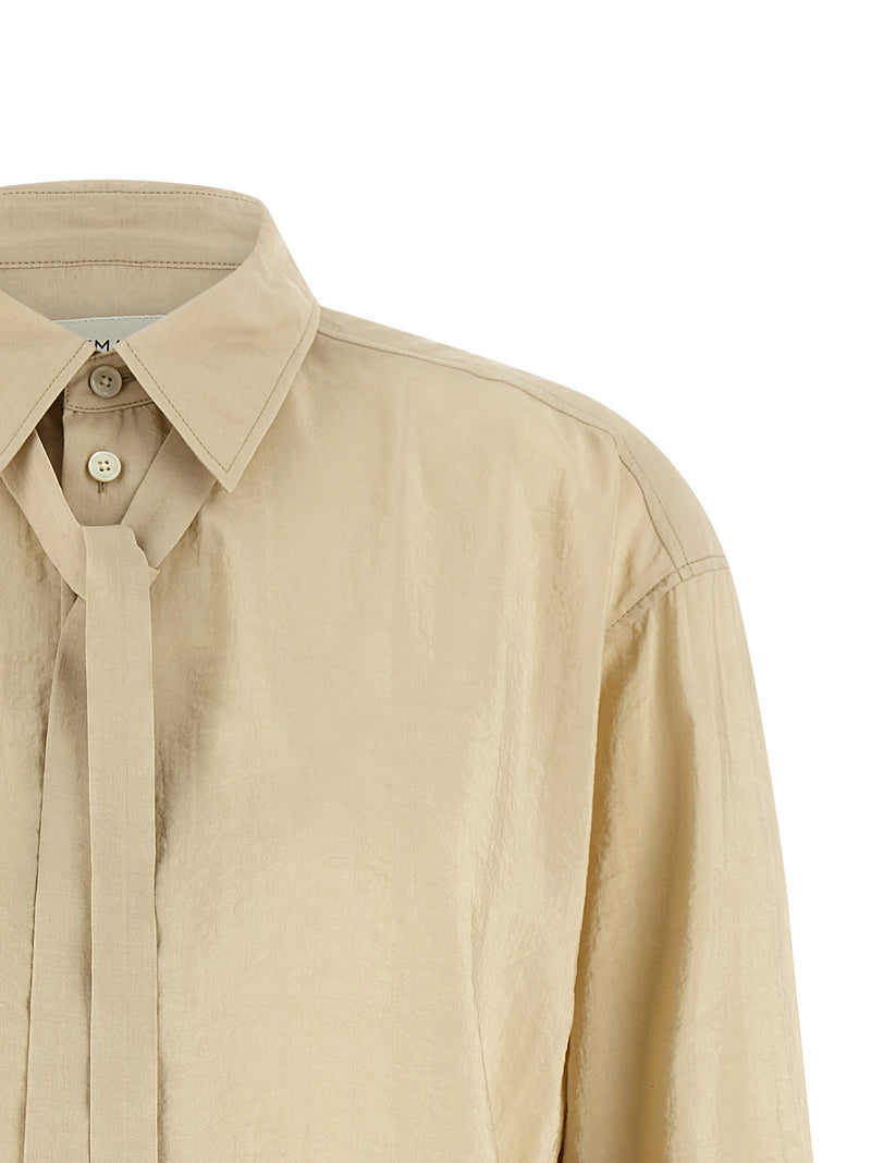 Lemaire Beige Silk Blouse with Tie Detail