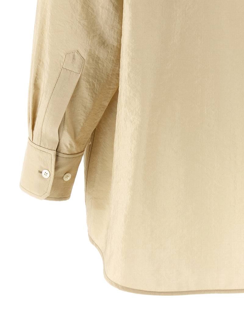 Lemaire Beige Silk Blouse with Tie Detail