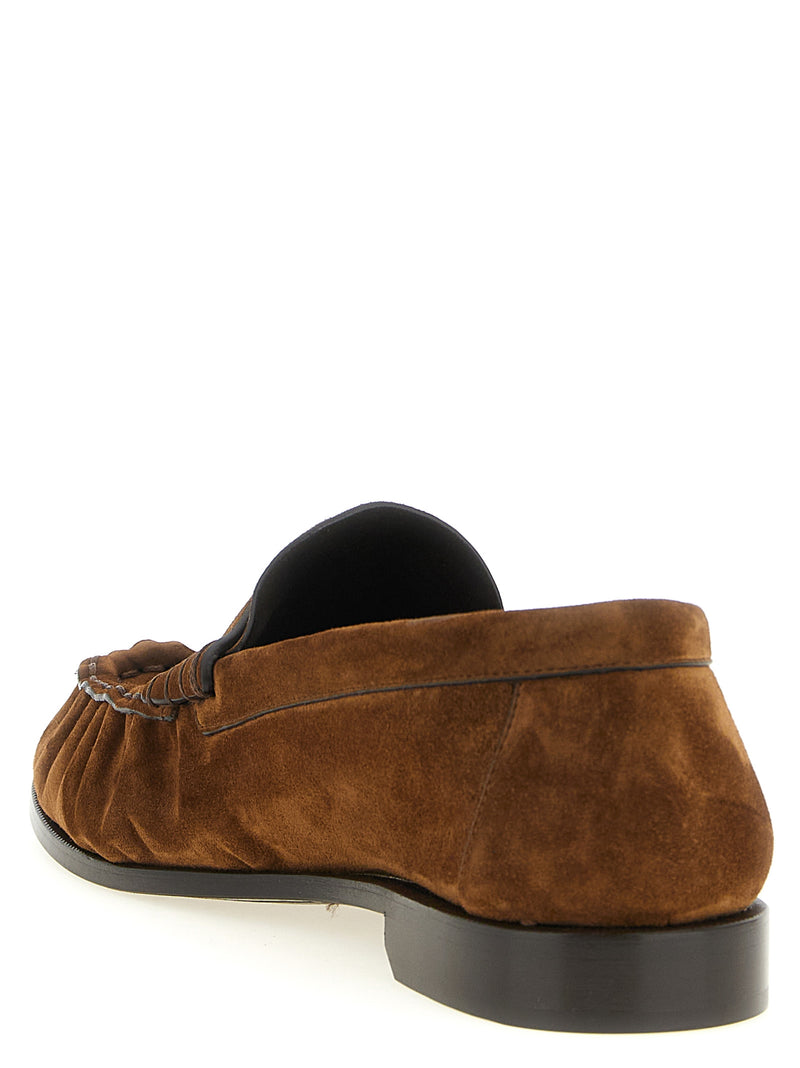 Mocassins à enfiler Saint Laurent en cuir de veau marron