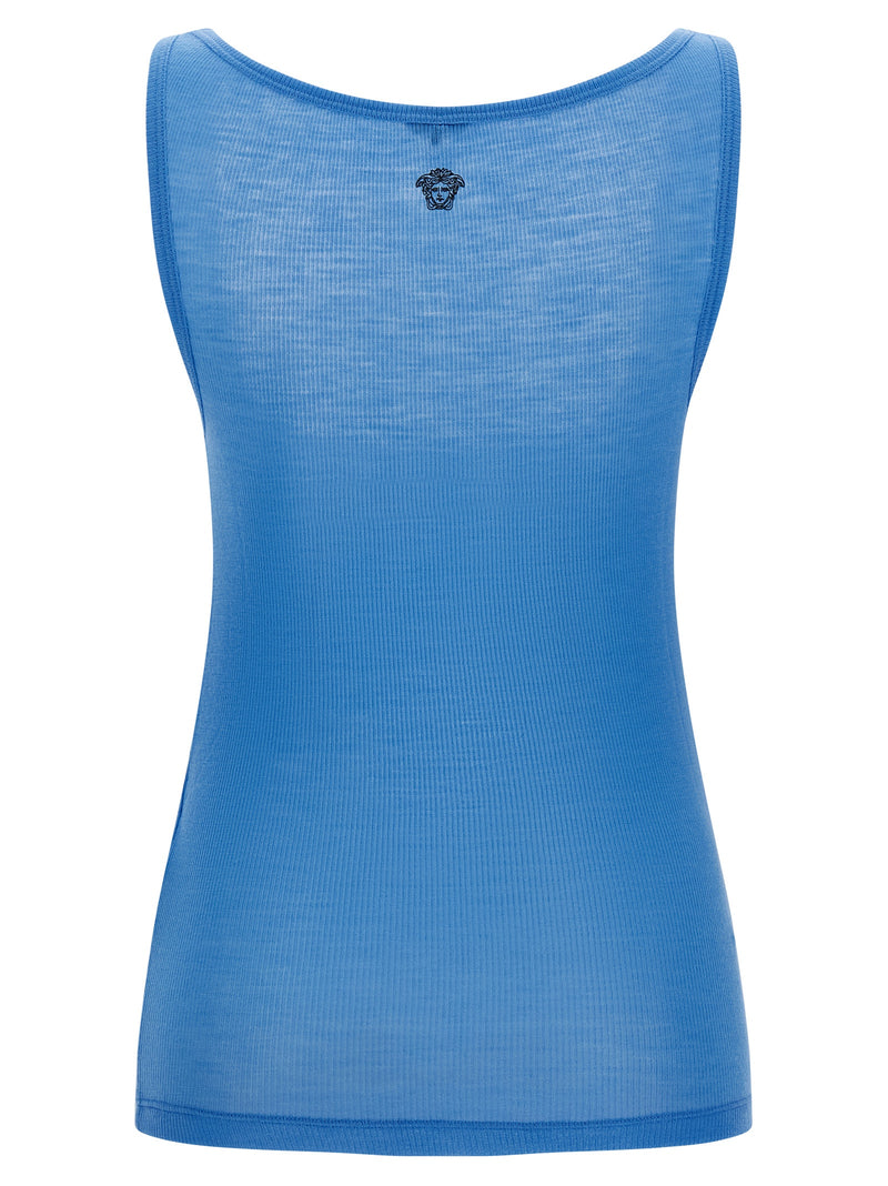 Versace Blue Virgin Wool Tank Tops