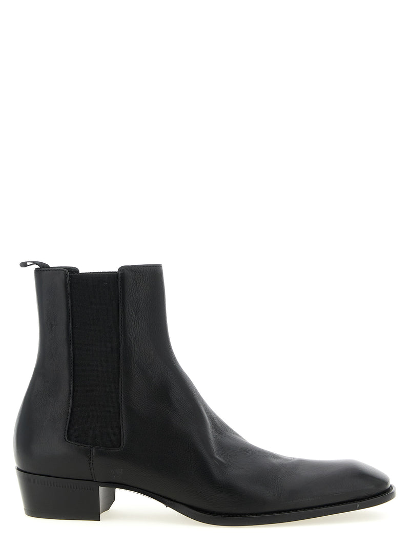 Bottes Chelsea Saint Laurent en cuir de veau noir