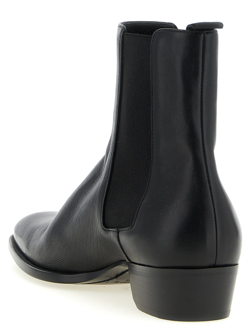 Bottes Chelsea Saint Laurent en cuir de veau noir