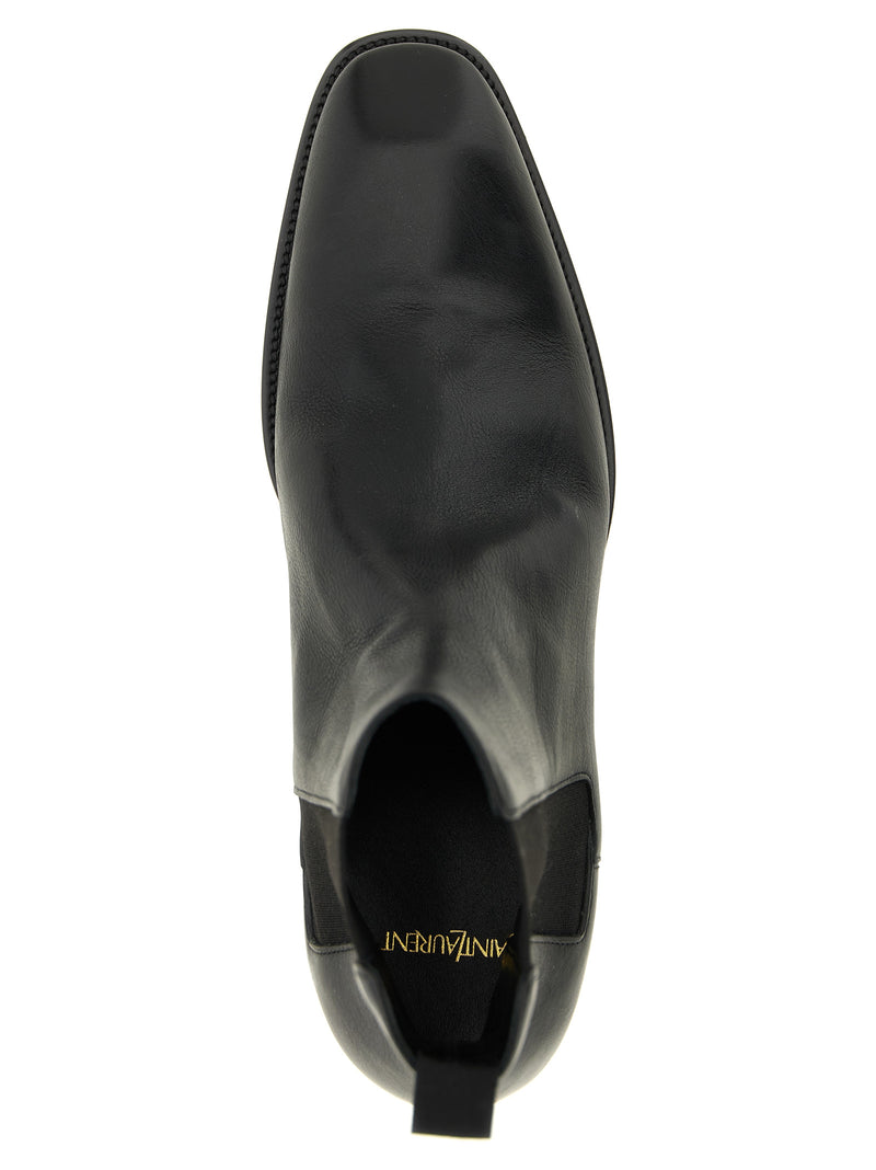 Bottes Chelsea Saint Laurent en cuir de veau noir