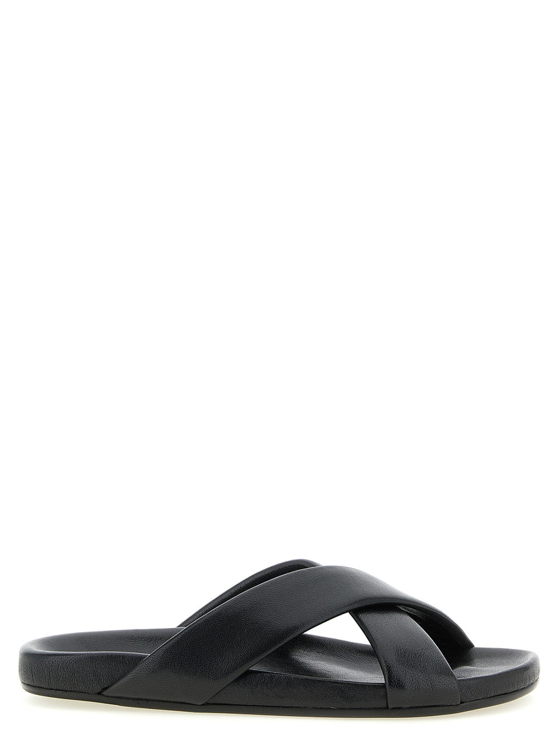 Saint Laurent Sandales en cuir d'agneau noir