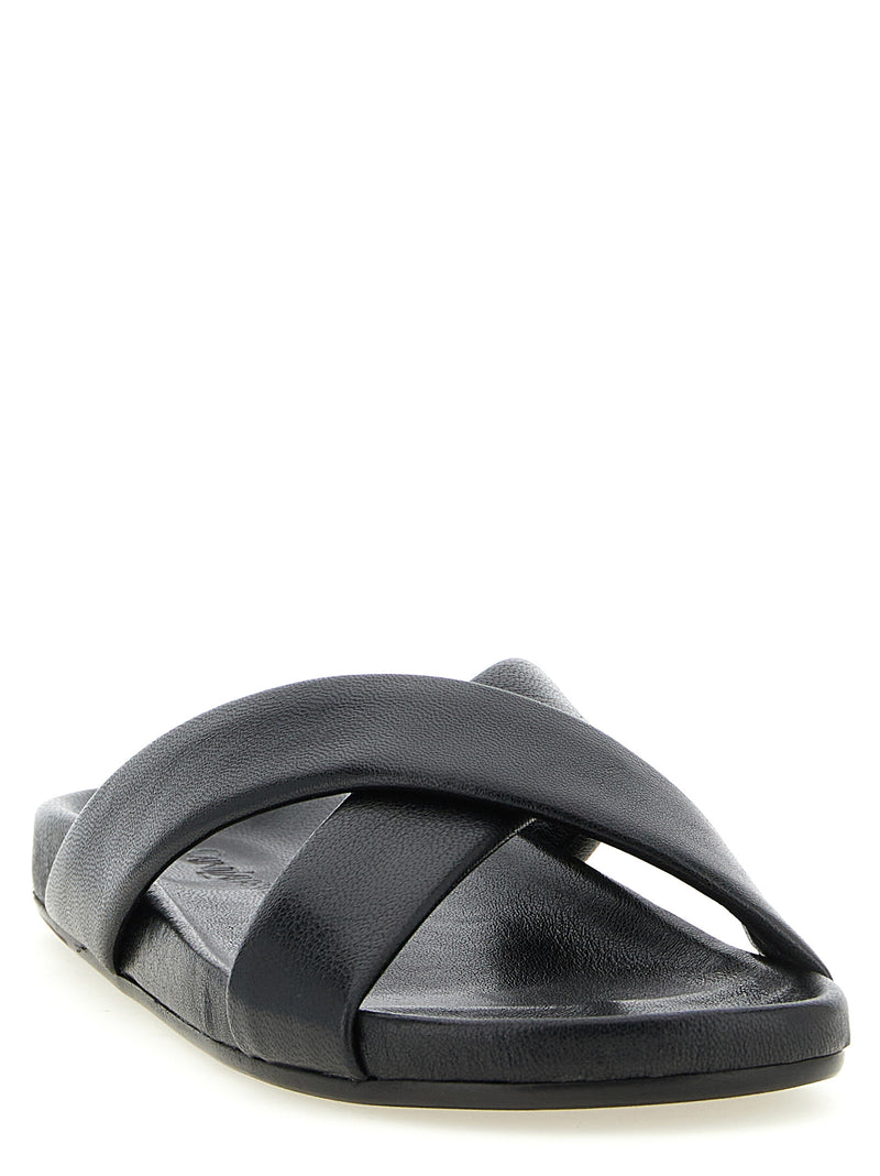 Saint Laurent Sandales en cuir d'agneau noir