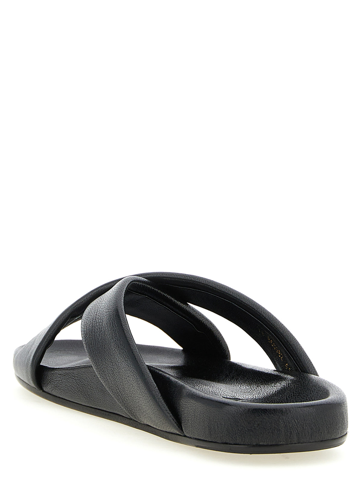 Saint Laurent Black Lamb Leather Slides