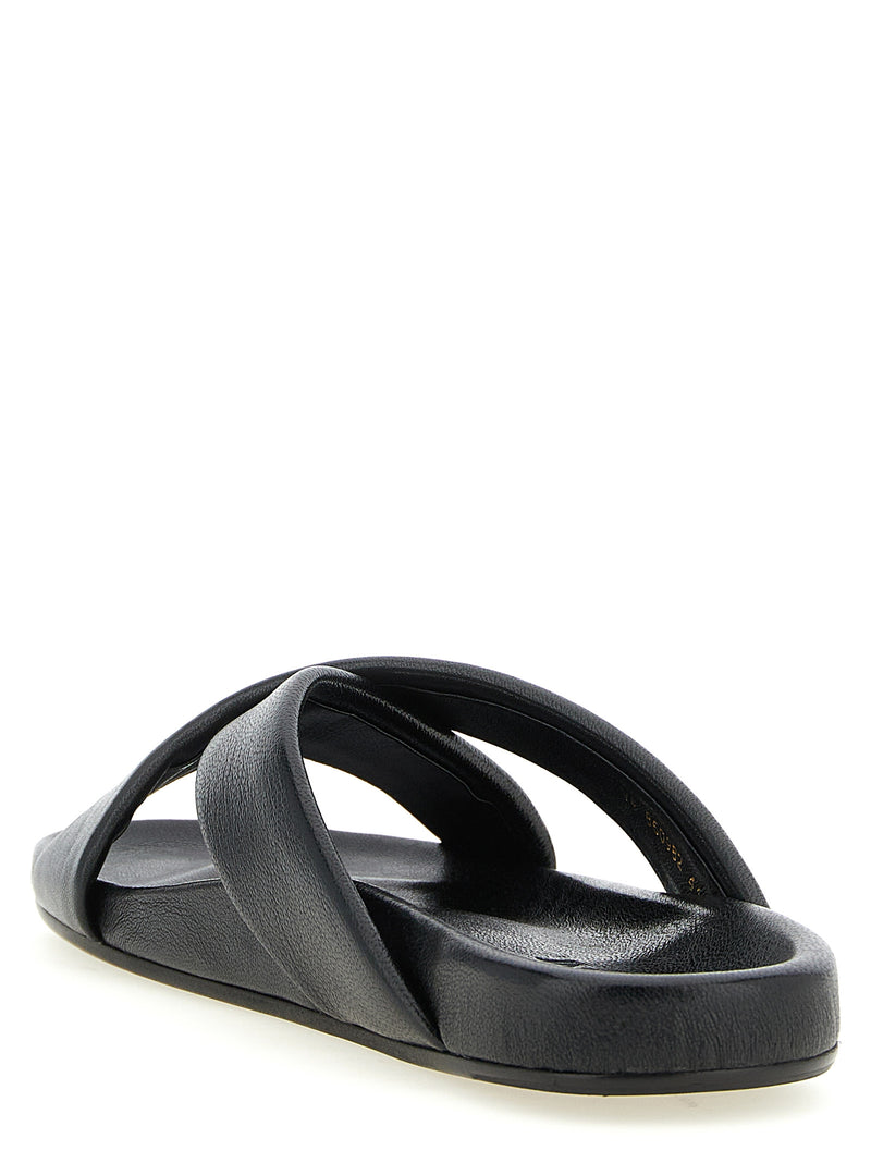 Saint Laurent Sandales en cuir d'agneau noir