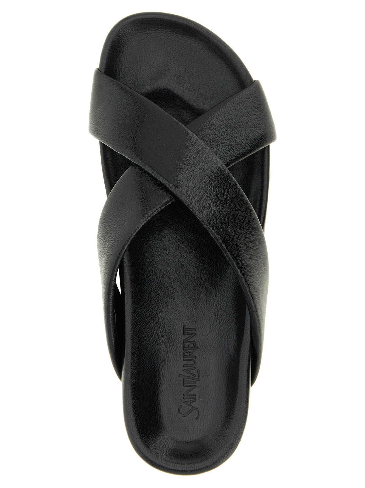 Saint Laurent Black Lamb Leather Slides