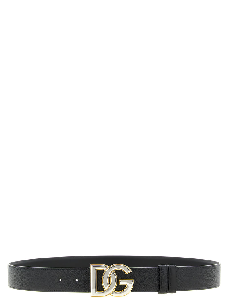 Dolce & Gabbana Black Calfskin Reversible Regular Belt