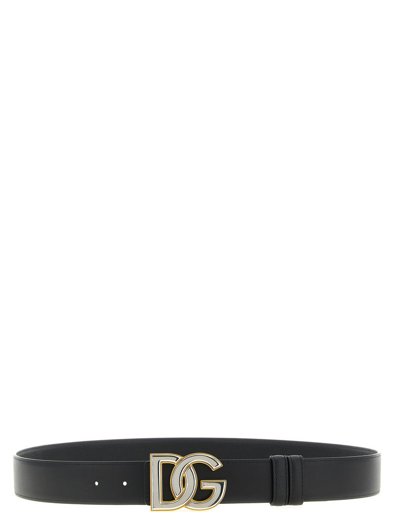 Dolce & Gabbana Black Calfskin Reversible Regular Belt