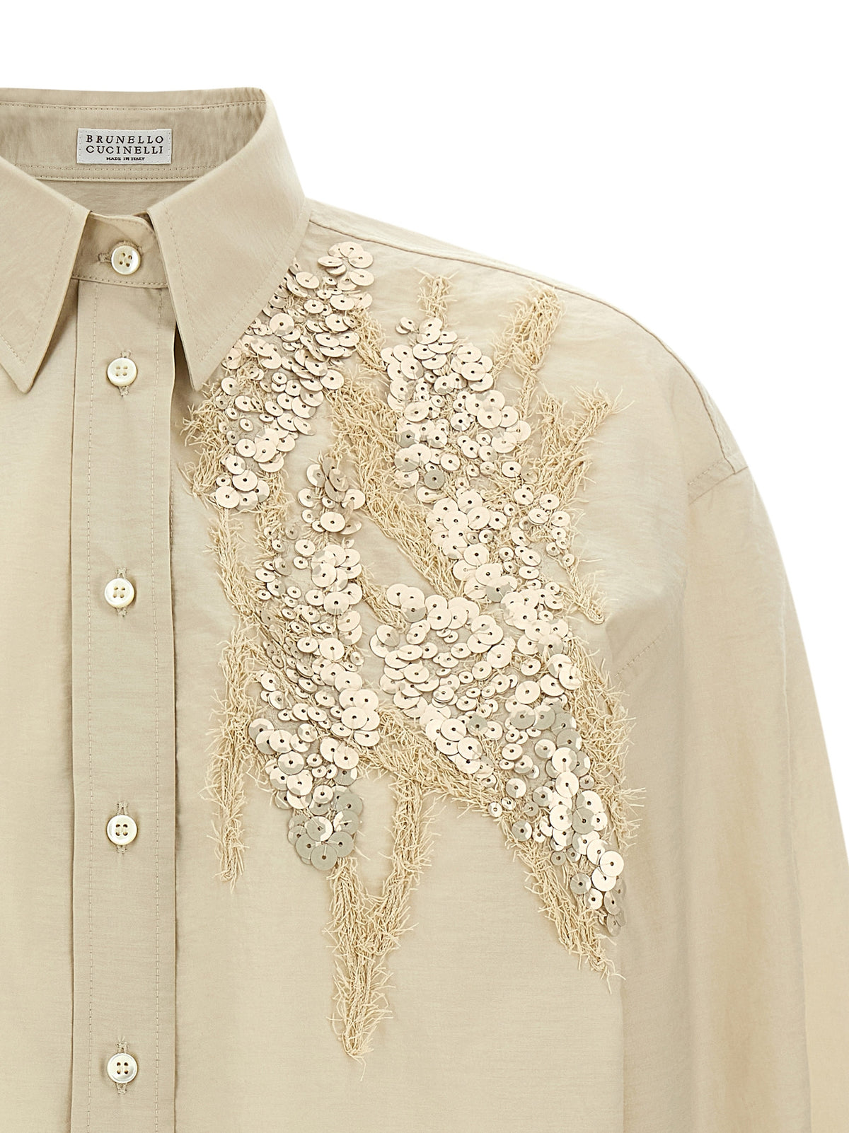 Chemisier en coton beige Brunello Cucinelli