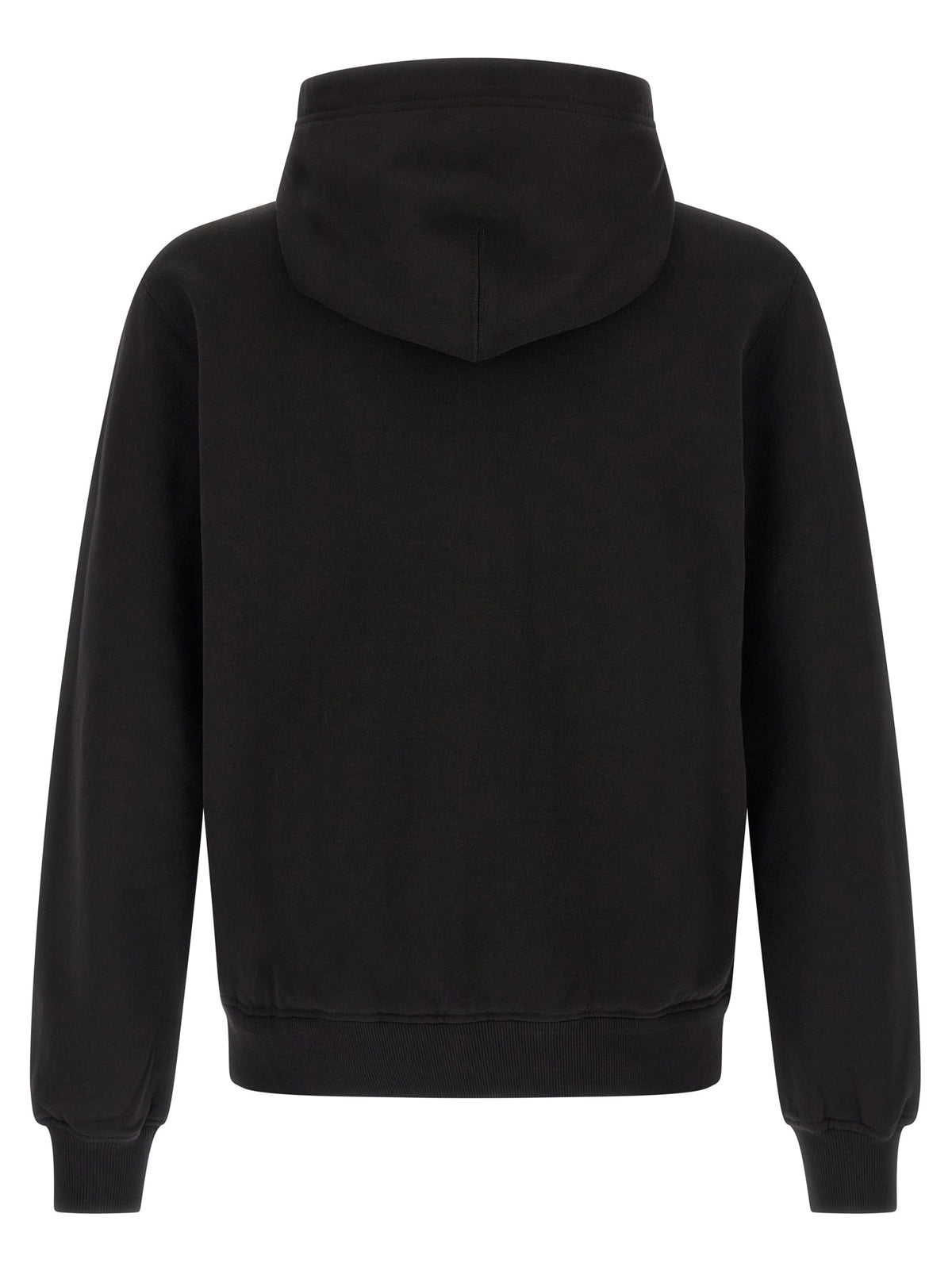 Dolce & Gabbana Black Cotton Hoodie with Embroidered Emblem