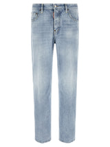 Dsquared² Blue Cotton Straight-Leg Jeans - Iconic '642' Model