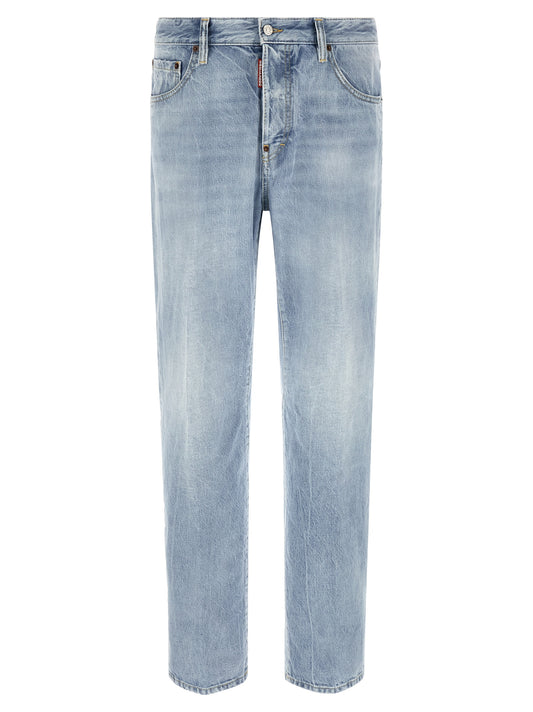 Dsquared² Blue Cotton Straight-Leg Jeans - Iconic Style
