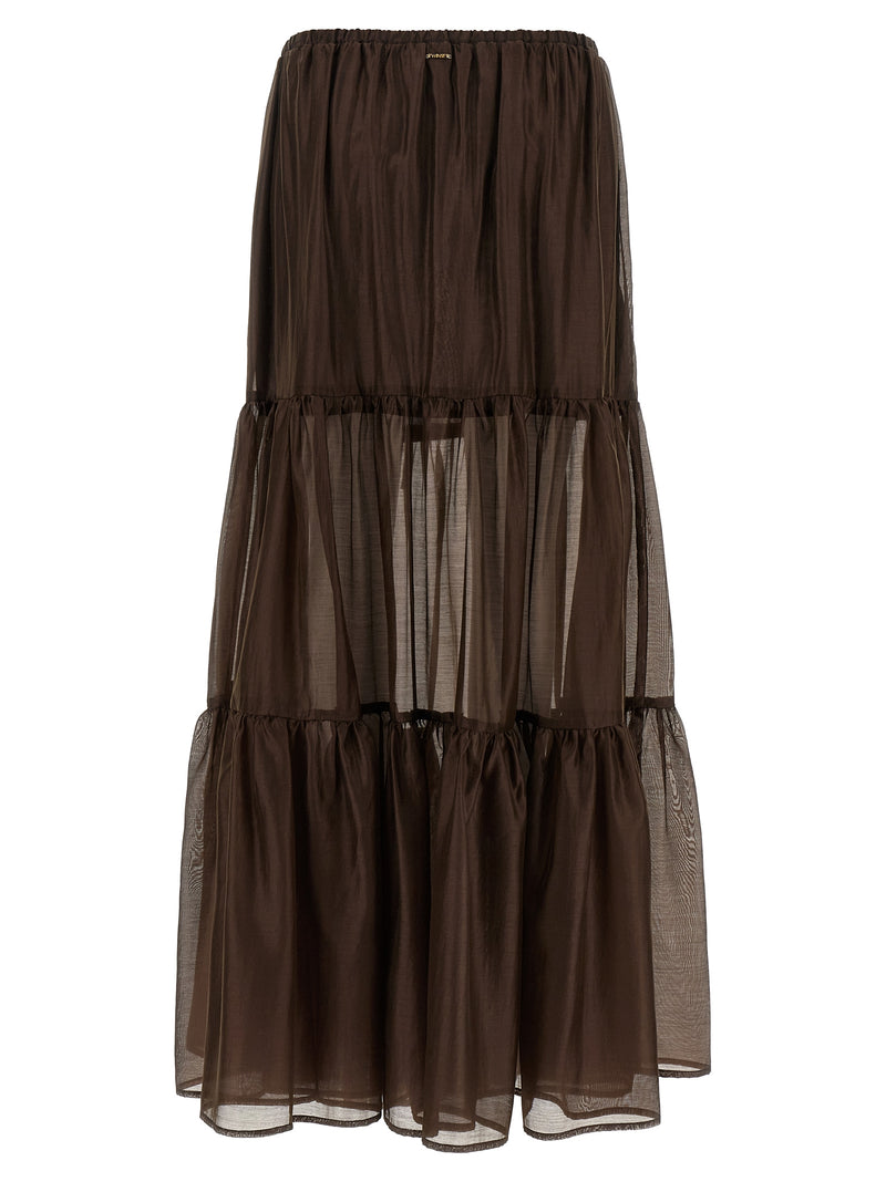 Twinset Brown Lycra Mini Skirt - Elegant & Trendy