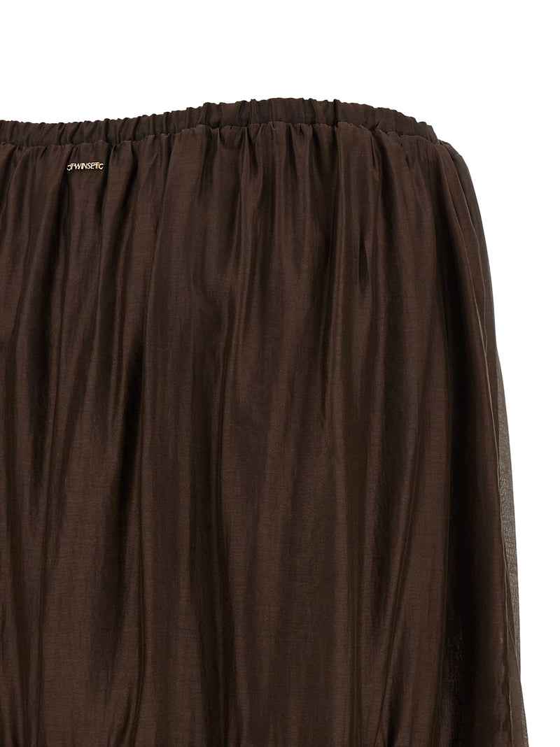 Twinset Brown Lycra Mini Skirt - Elegant & Trendy