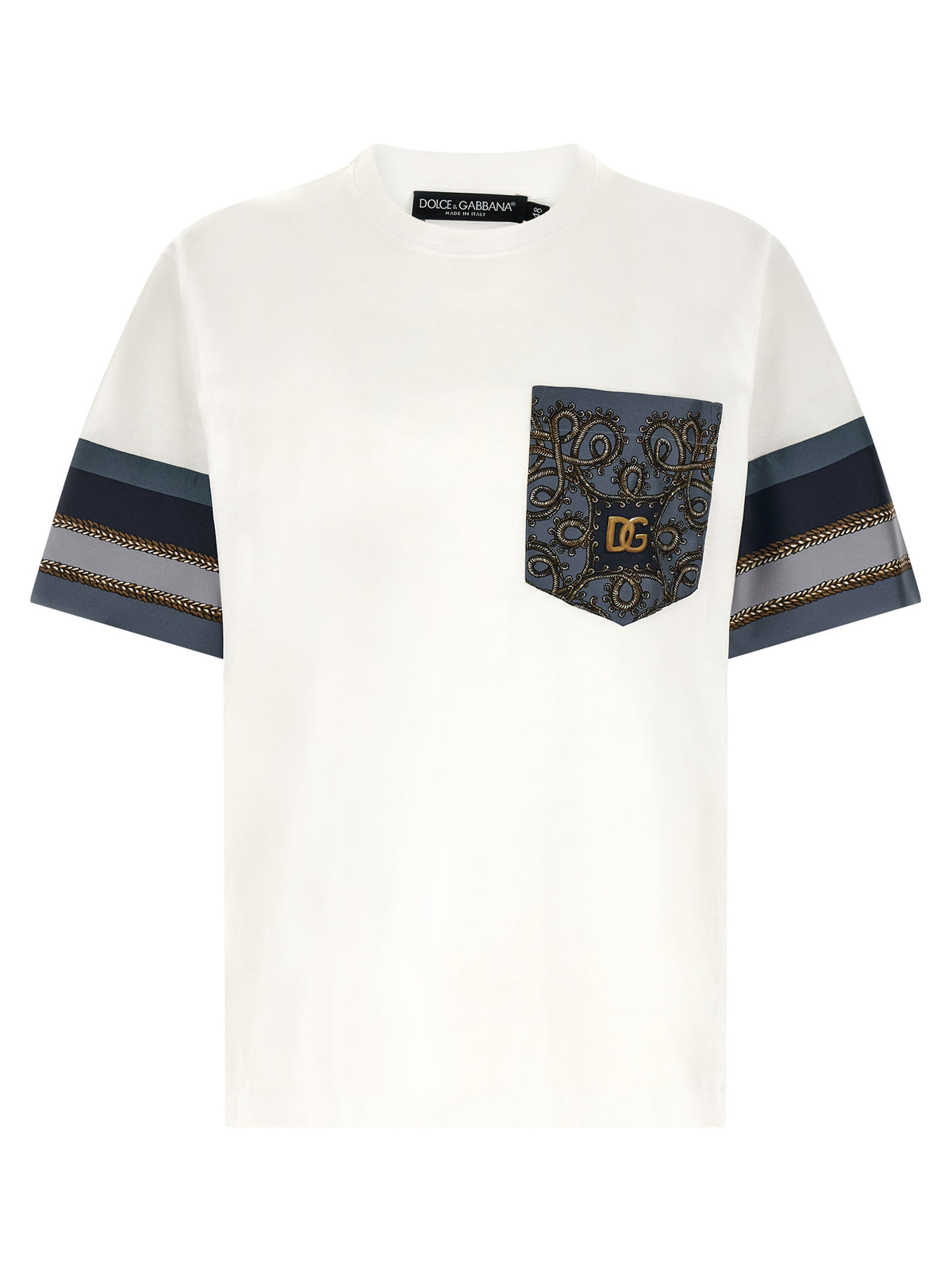 Dolce & Gabbana White Cotton T-Shirt with Cargo Print Inserts