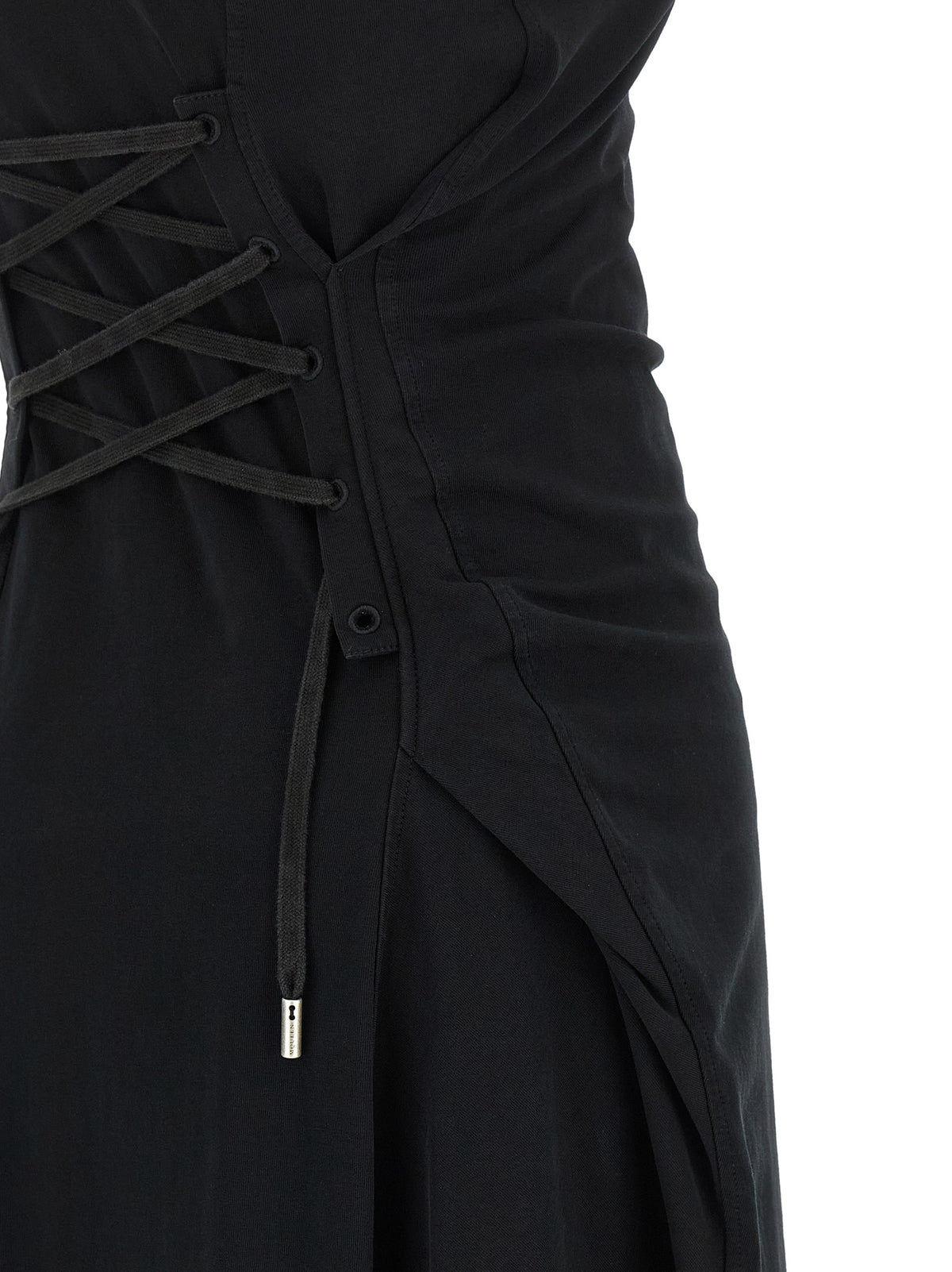 Alexander McQueen Black Cotton Long Dress - Elegant & Chic