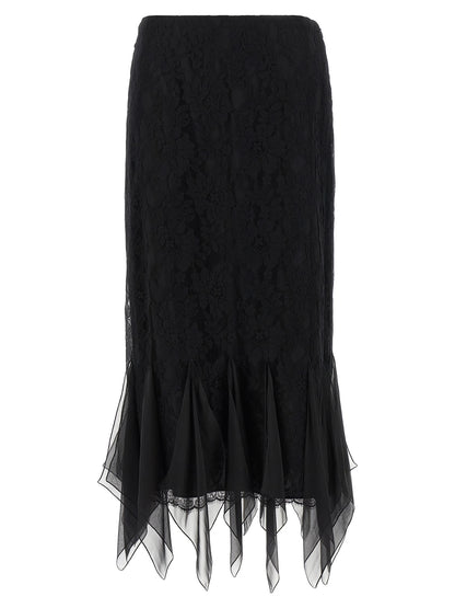 Valentino Garavani Black Cotton Midi Skirt