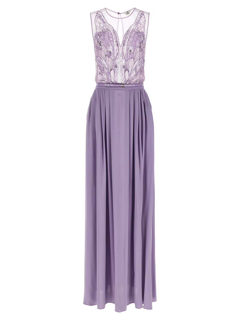 Elisabetta Franchi Purple Viscose Long Dress