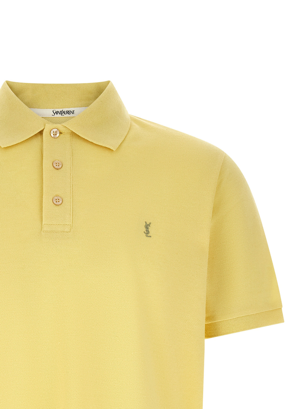Saint Laurent Bicolor Cotton Polo Shirt - Yellow