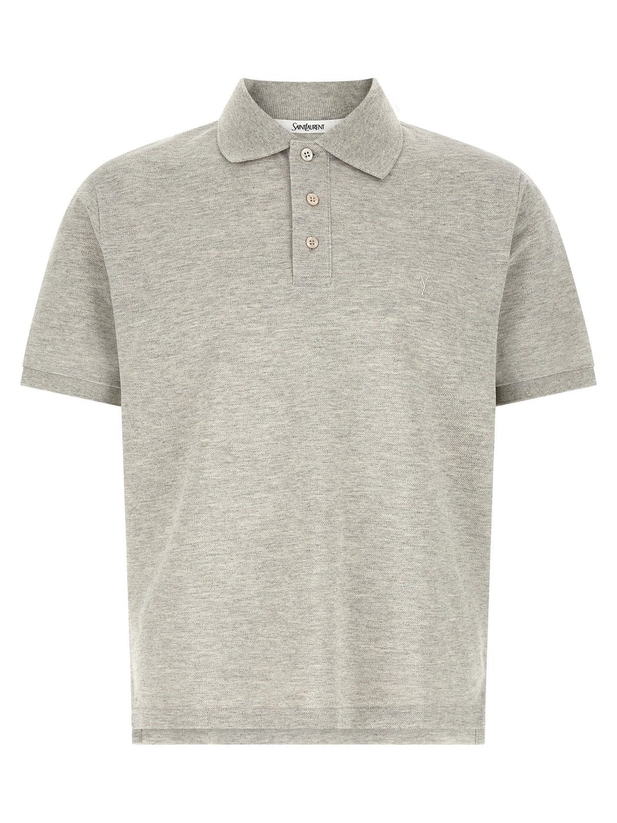 Polo Shirt en Coton Gris Saint Laurent - Élégance et Confort