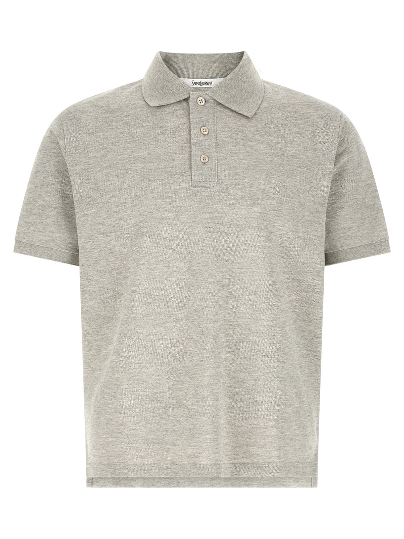 Saint Laurent Gray Cotton Polo Shirt - Timeless Elegance