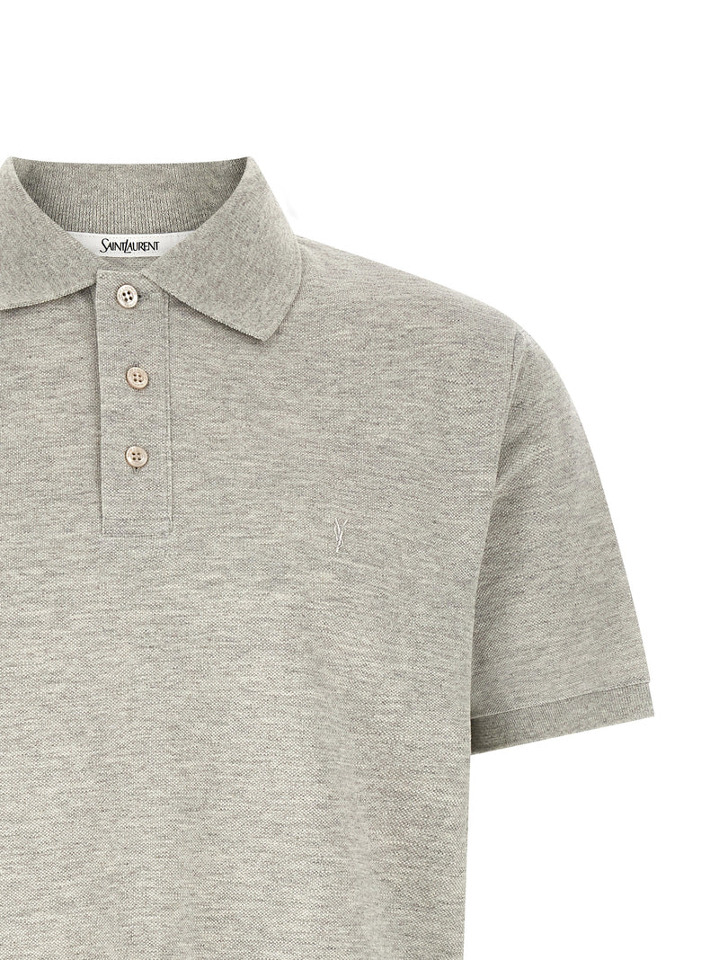 Saint Laurent Gray Cotton Polo Shirt - Timeless Elegance